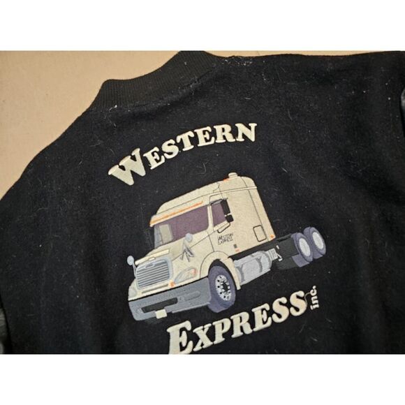Western Express Driver Jacket Embroidered Varsity Men's L Vantage Wool/Leather - Picture 4 of 16